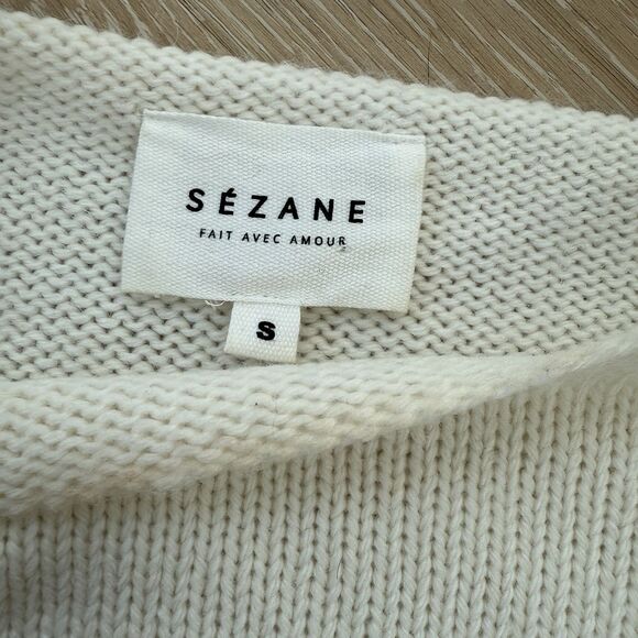 NWOT Sezane Marley Sweater Wool Alpaca Fringe Sequin Cream Ivory White Sz S - Picture 5 of 11